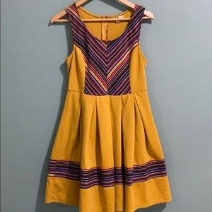 Mustard yellow patterned dress